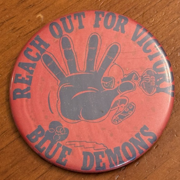 Other - Reach Out For Victory Blue Demons VTG Pinback Button Pin Round Circle Football